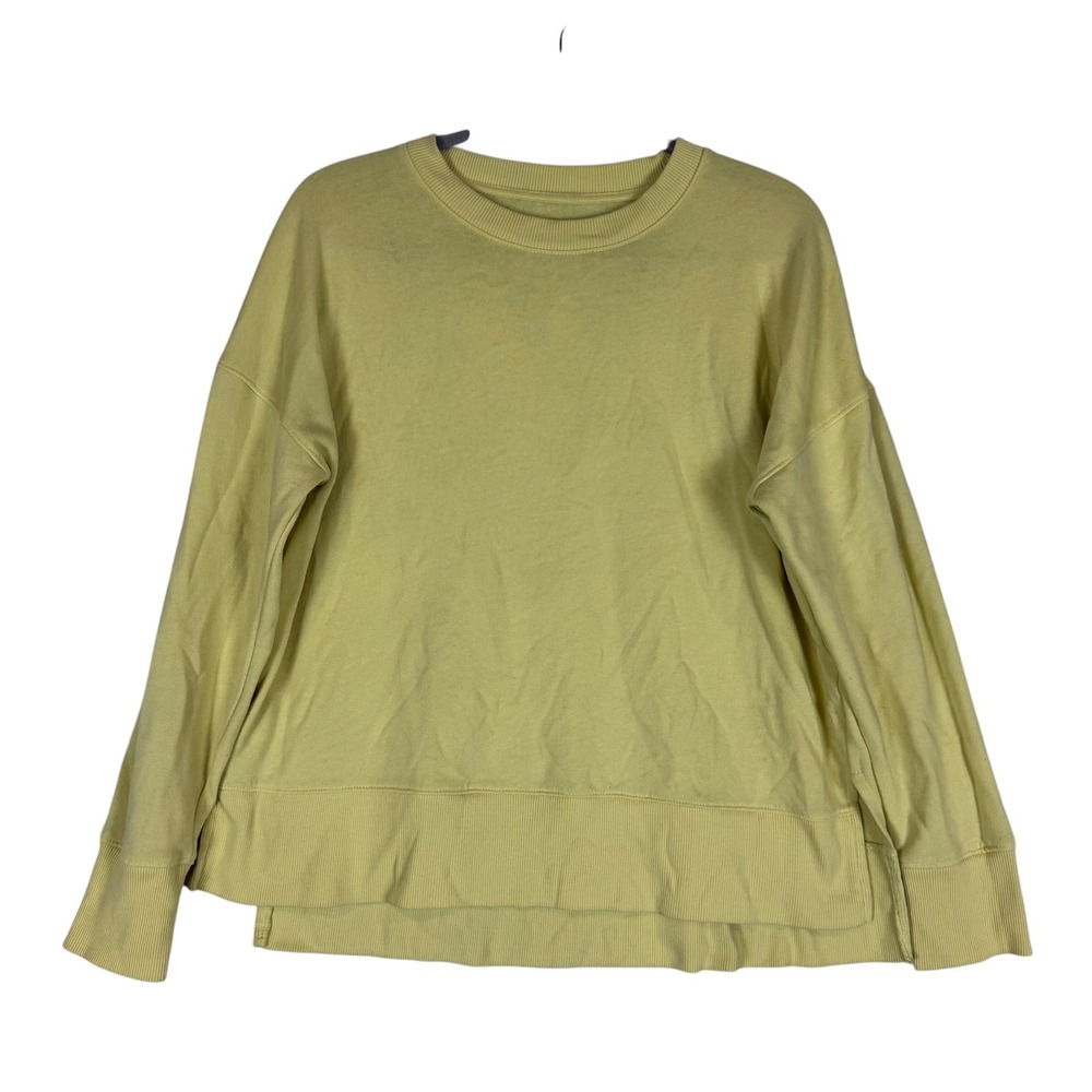 Time And Tru Sweatshirt Womens M Yellow Crewneck Knit Tunic Pullover Relaxed Fit